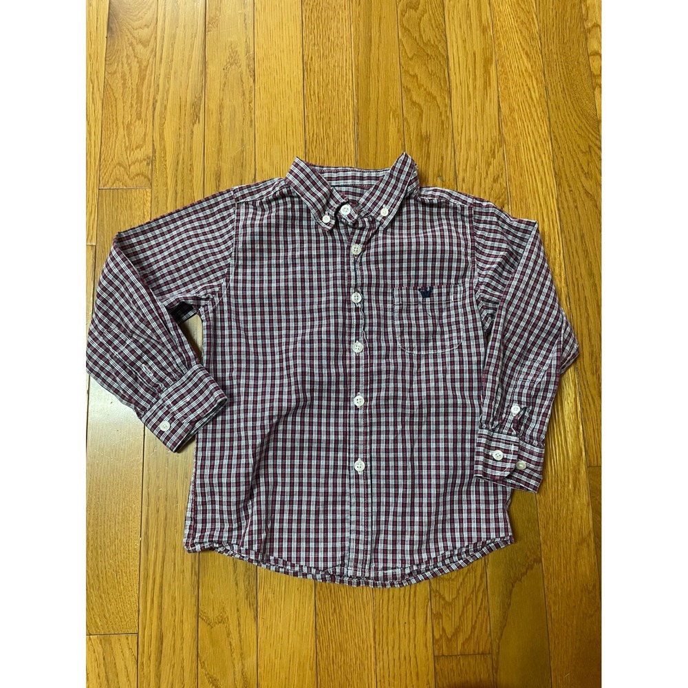 EPK Boys Red White Blue Plaid Long Sleeve Button Down Shirt Size 5